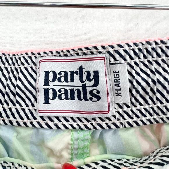 Party Pants Men's Vibrant Neon Swim Trunks XL Swimming Fun Print Pink Green 5" - Picture 3 of 8